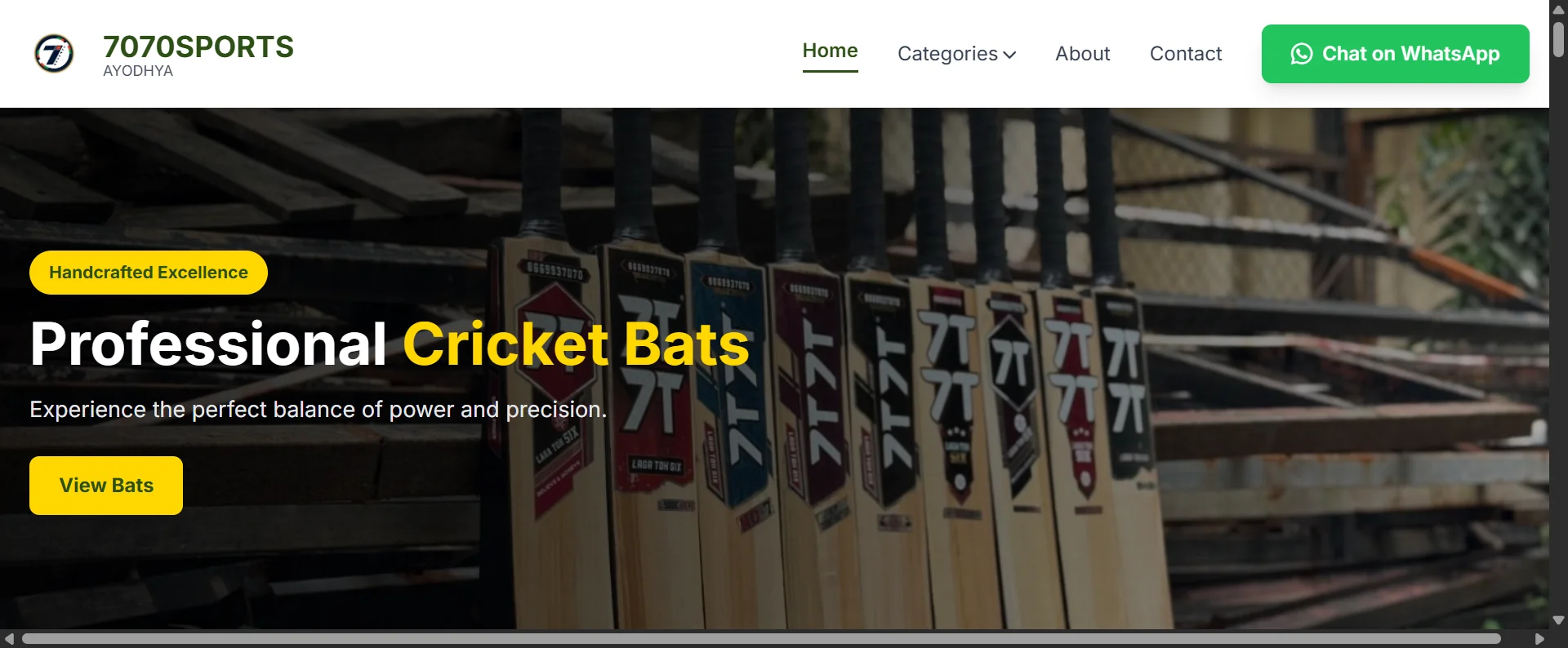 7070 Sports Ayodhya — E-commerce web development project by Zameer Khan