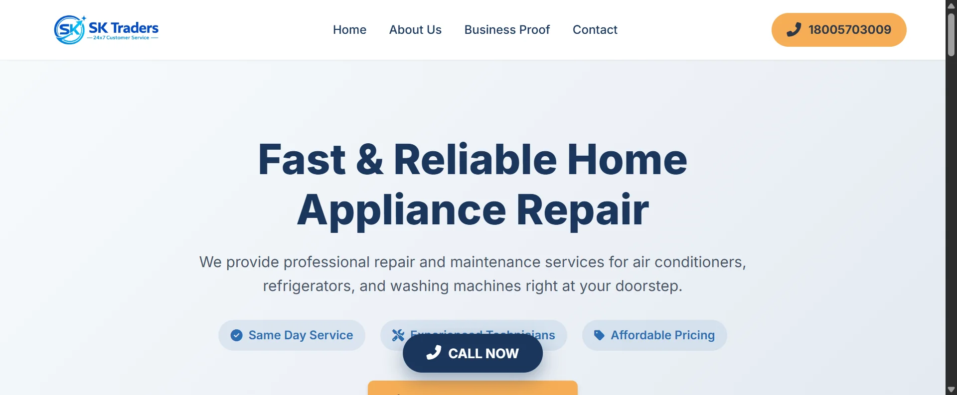24x7 Customer Service - Service Portal website preview by Zameer Khan